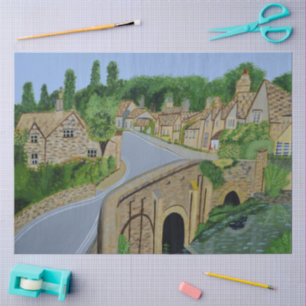 Papier Mousseline Village anglais des Cotswolds 