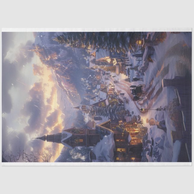 Papier Mousseline Village de Noël Wonderland #1 Découpage (Recto)