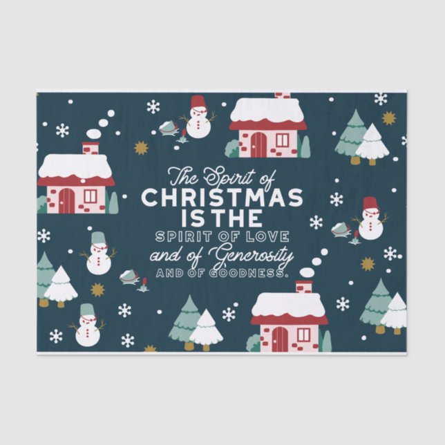 Papier Mousseline Village de nuit d'hiver avec esprit de Noël (Recto)