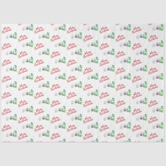 Papier Mousseline Village d'hiver Joyeux Noël (Recto)