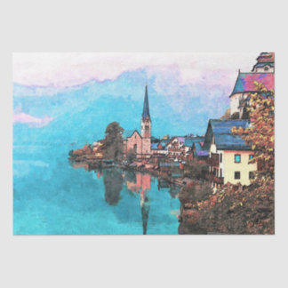 Papier Mousseline Village Paysage 3 Mur Art Découpage