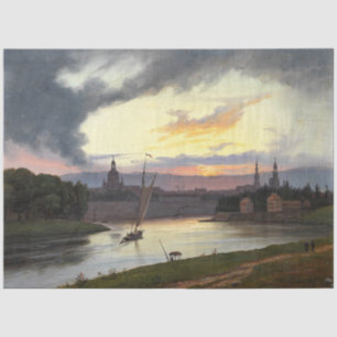 Papier Mousseline Ville de Dresde au coucher du soleil (paysage alle