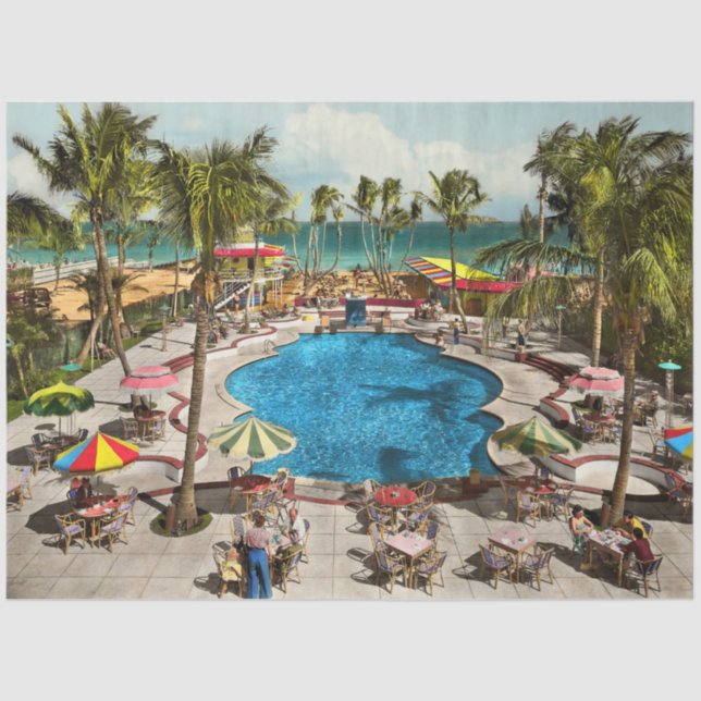 Papier Mousseline Ville - Miami FL - Au bord de la piscine 1941 (Recto)