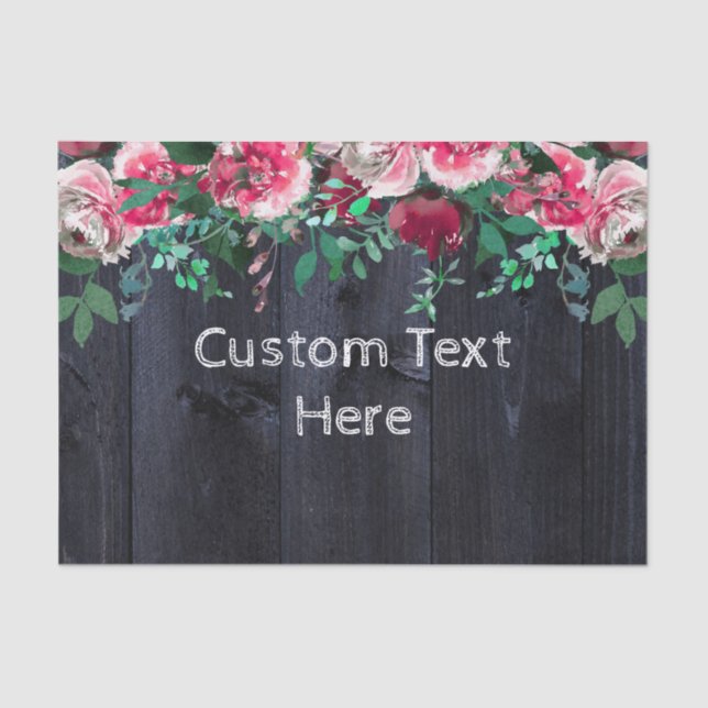 Papier Mousseline Vin Blush & Marine Bois Bourgogne Mariage personna (Recto)