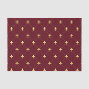 Papier Mousseline Vin Or Fleur de Lis Rouge