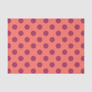 Papier Mousseline Vin rouge et corail vivant pois