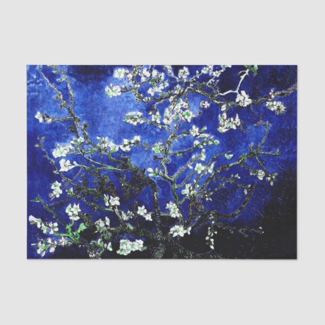 Papier Mousseline Vincent Van Gogh Almond Blossoms Profondes Bleus (Recto)