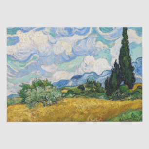 Papier Mousseline Vincent Van Gogh - Champ de blé avec cyprès
