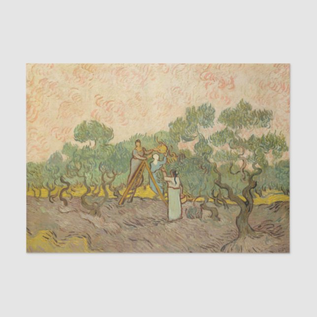 Papier Mousseline Vincent van Gogh - Femmes cueillette d'olives (Recto)