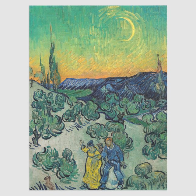 Papier Mousseline Vincent van Gogh - Paysage Lune avec couple (Créateur téléchargé)