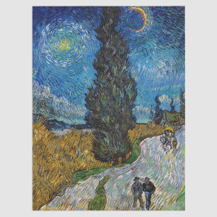 Papier Mousseline Vincent van Gogh - Route avec cyprès et étoile