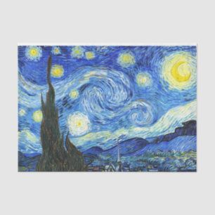 Papier Mousseline Vincent Van Gogh Starry Nuit Bleu jaune