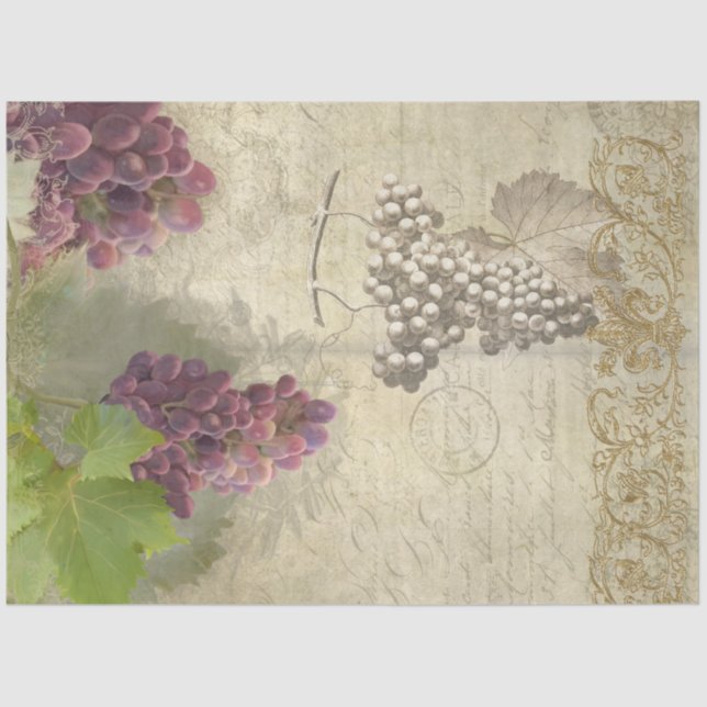 Papier Mousseline Vins Vignoble Vignoble Script Découpage Art (Recto)