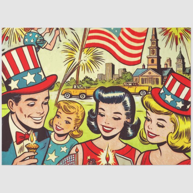 Papier Mousseline Vintage 4 juillet Family Comics (Recto)