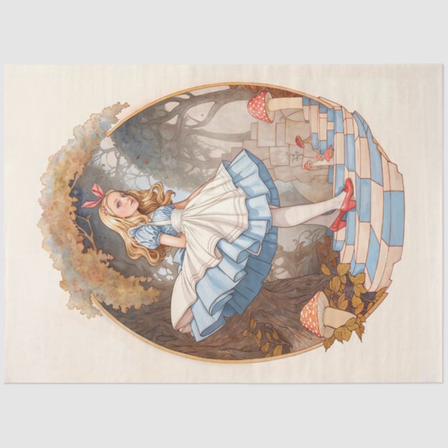 Papier Mousseline Vintage Alice au pays des merveilles (Recto)