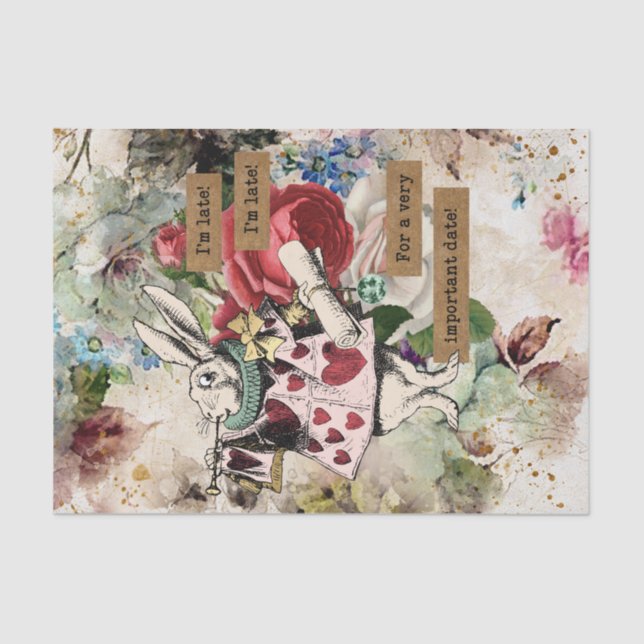 Papier Mousseline Vintage Alice au pays des merveilles  (Recto)