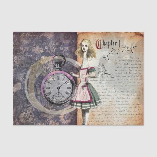 Papier Mousseline Vintage Alice au pays des merveilles (Recto)