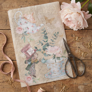 Papier Mousseline Vintage Alice au pays des merveilles découpage Cha