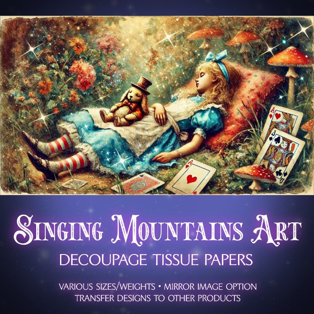 Papier Mousseline Vintage Alice Dreing In Wonderland Decoupage (Créateur téléchargé)