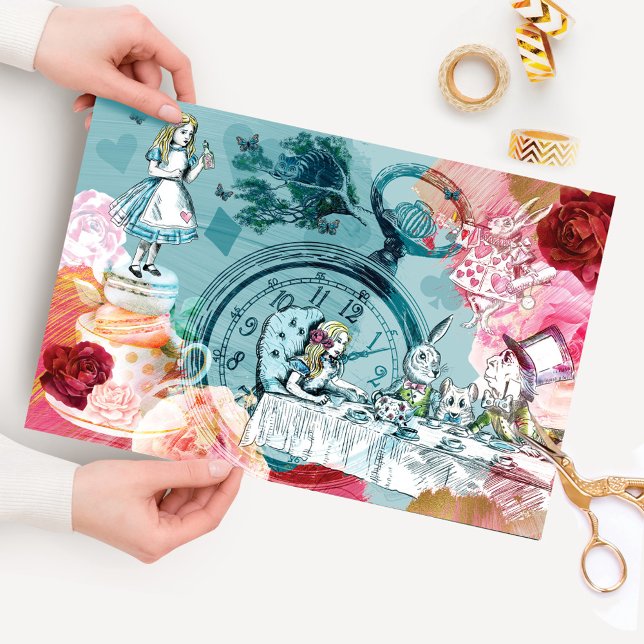 Papier Mousseline Vintage Alice In Wonderland Collage Decoupage (Créateur téléchargé)