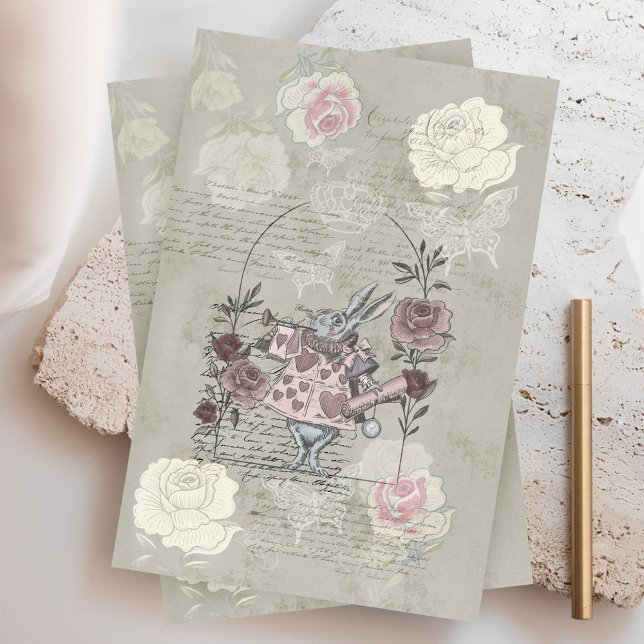 Papier Mousseline Vintage Alice In Wonderland Collage Decoupage (Créateur téléchargé)