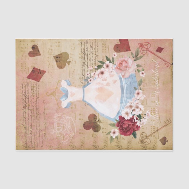 Papier Mousseline Vintage Alice In Wonderland Collage Decoupage (Recto)