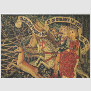 Papier Mousseline Vintage allemand Moyen Age Love Chasse Découpage