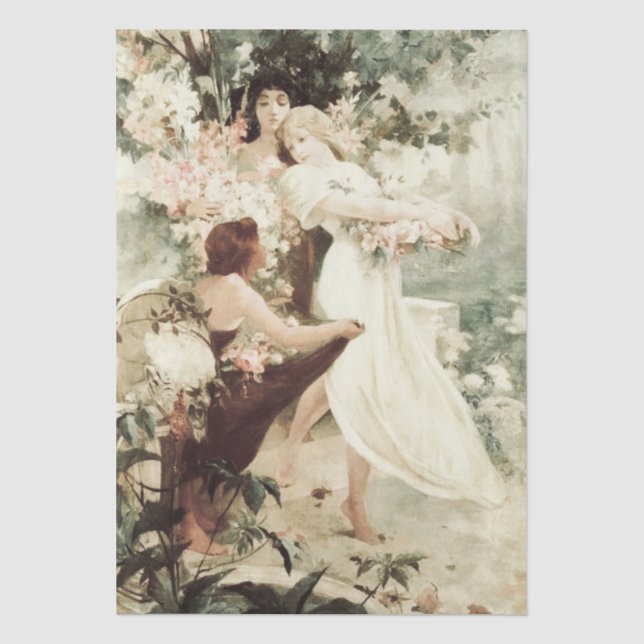 Papier Mousseline Vintage Alphonse Mucha Esprit du printemps (Recto)