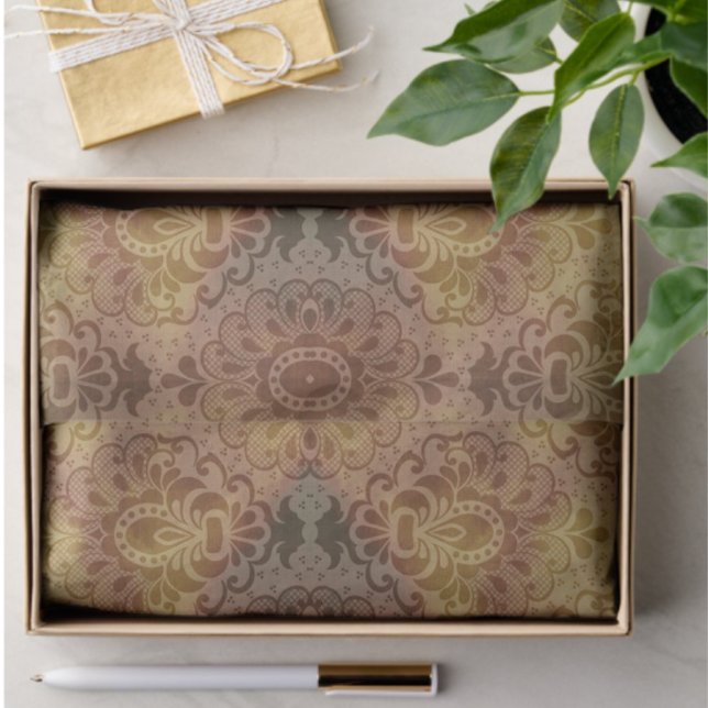 Papier Mousseline Vintage Antique Damask All Occasion  (Gifting or crafting)