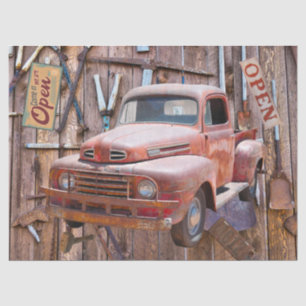 Papier Mousseline Vintage Antique Ferme Rouge Camion Outils antiques