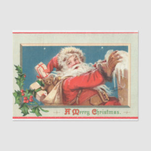 Papier Mousseline Vintage Antique Santa Clause Découpage de Noël