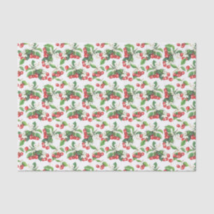 Papier Mousseline Vintage Aquarelle Cerises Motif Floral