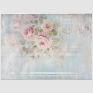 Papier Mousseline Vintage aquarelle shabby chic roses blush