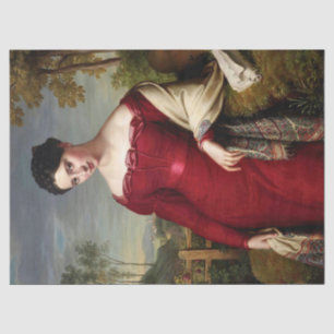 Papier Mousseline Vintage Belle Dame En Découpage Rouge