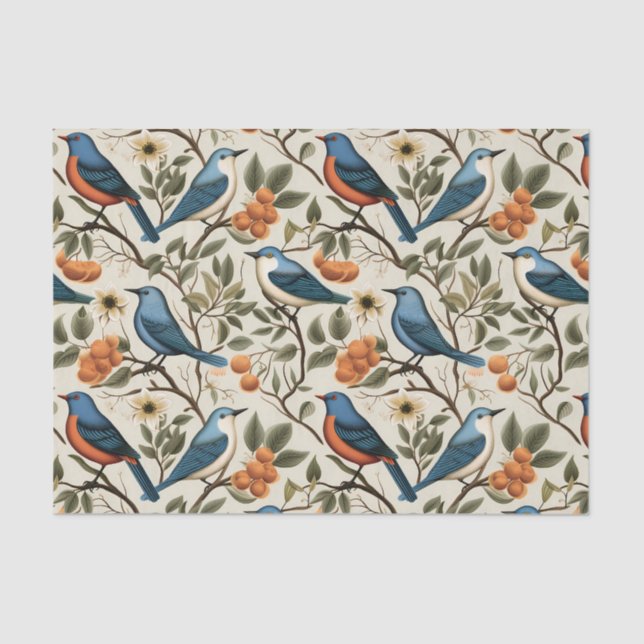Papier Mousseline Vintage Birds Motif sans soudure (Recto)