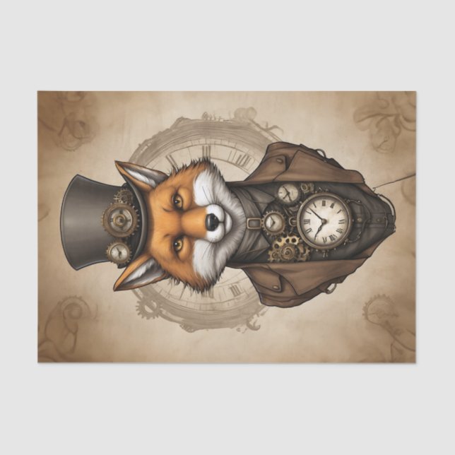 Papier Mousseline Vintage Black Casquette Steampunk Fox (Recto)