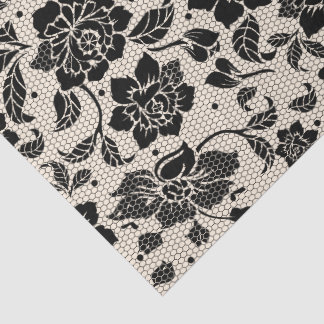 Papier Mousseline Vintage Black Lace decoupage Tissue Paper