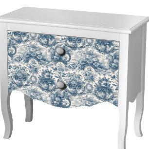 Papier Mousseline Vintage bleu floral bleu continu toile de jouy