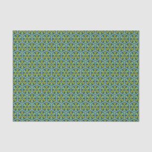 Papier Mousseline Vintage bleu jaune vert ottoman turc Hexagon