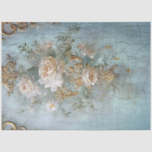 Papier Mousseline Vintage bleu vieux peint mur blanc anglais rose