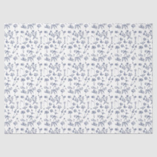 Papier Mousseline Vintage Blue Floral Fleur sauvage Motif de jardin