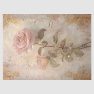 Papier Mousseline Vintage blush anglais rose ornements baroques or