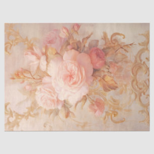 Papier Mousseline Vintage blush anglais rose ornements baroques or