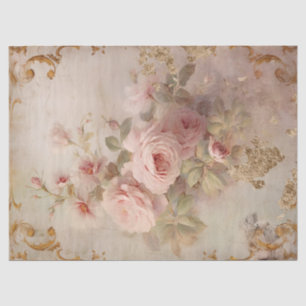 Papier Mousseline Vintage blush anglais rose ornements baroques or