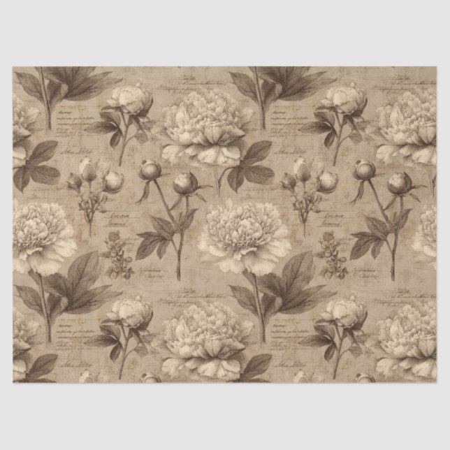 Papier Mousseline Vintage Botanical Floral Pattern (2) (Recto)