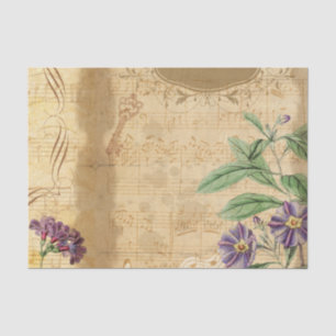 Papier Mousseline Vintage Botanique Rétro Victorien Aged Tissu Pape