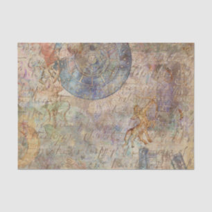 Papier Mousseline Vintage Botanique Rétro Victorien Aged Tissu Pape