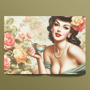 Papier Mousseline Vintage broche florale vers le haut