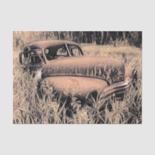 Papier Mousseline Vintage Brun Rustique Croquis Art Voiture Ancienne