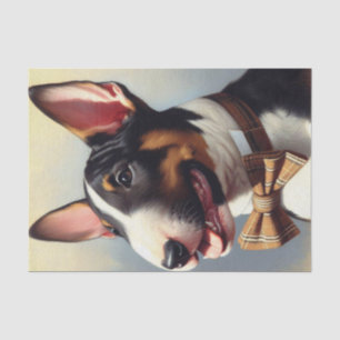 Papier Mousseline Vintage Bull Terrier Peinture Portrait
